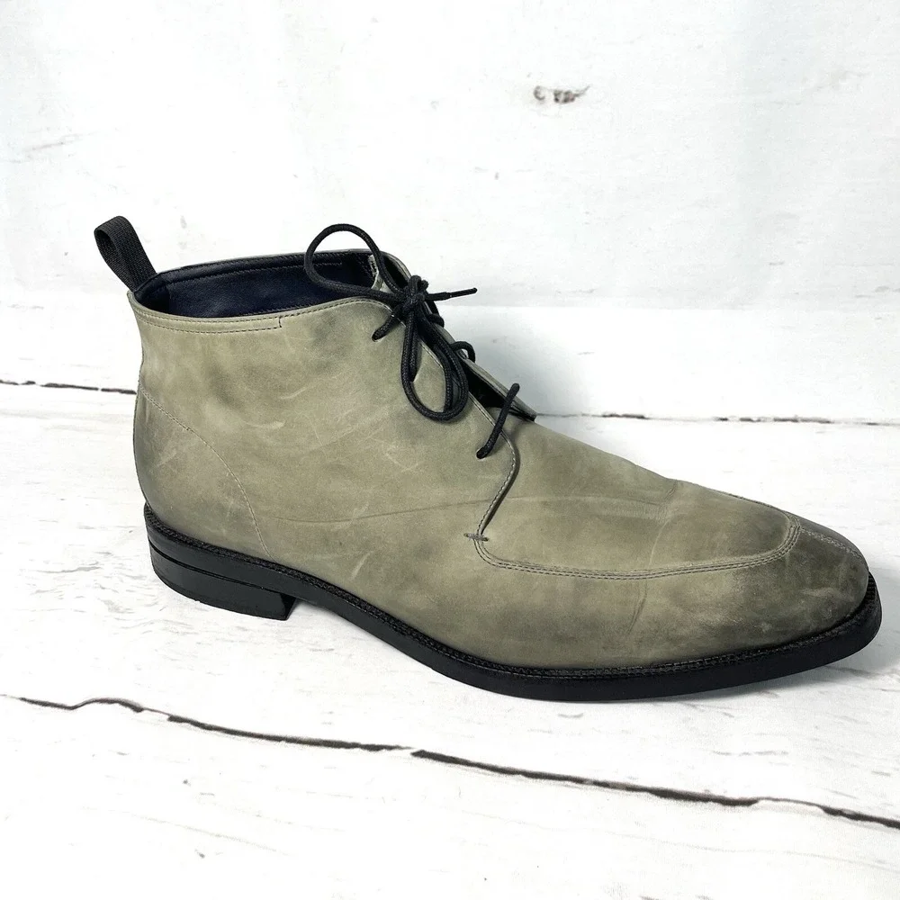 Cole Haan Wagner Boots Men's 13M Gray Chukka Apron Toe Leather Waterproof